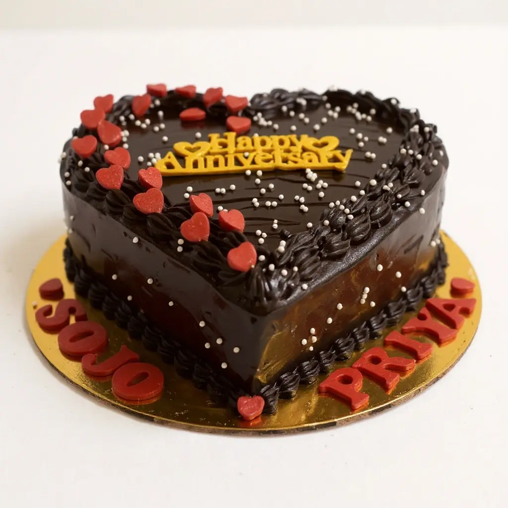 Heart shape anniversary cake