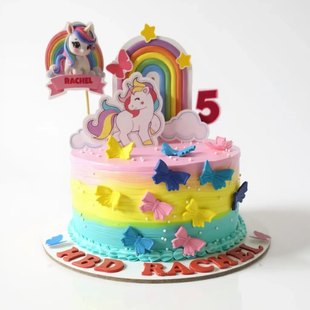 Unicorn rainbow fondant cake